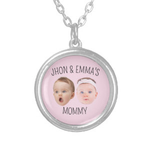 Personalized Face Photo Kids, Mother's Day Gift Silver Plated Necklace