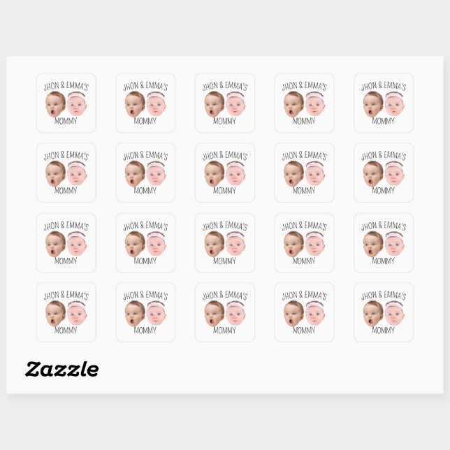 Personalized Face Photo Kids, Mother's Day Gift Square Sticker (Sheet)