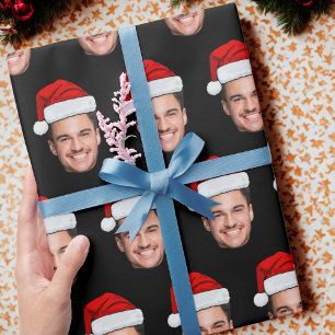 Personalized Face Photo Santa Claus Hat Christmas Wrapping Paper