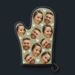 Personalized Face Picture Heart Couple Sage Green  Oven Mitt<br><div class="desc">Funny Custom Oven Mitt & Pot Holder Set with Your Face, and your lover Baking Gifts for Women or Men for Kitchen Cooking, BBQ, Grillin faces Photo pattern, great gifts Whether it's a housewarming, a friend's birthday, wedding or any occasion. Turn up the heat in the kitchen with this hilarious...</div>