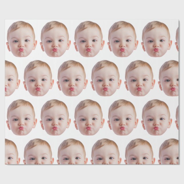 Personalized Face Print Custom Photo Gift  Wrapping Paper (Flat)