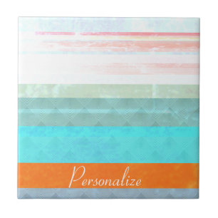 Personalized Faded & Weathered Stripes Ceramic Tile
