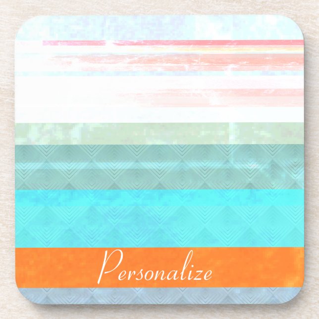 Personalized Faded & Weathered Stripes Coaster (Front)