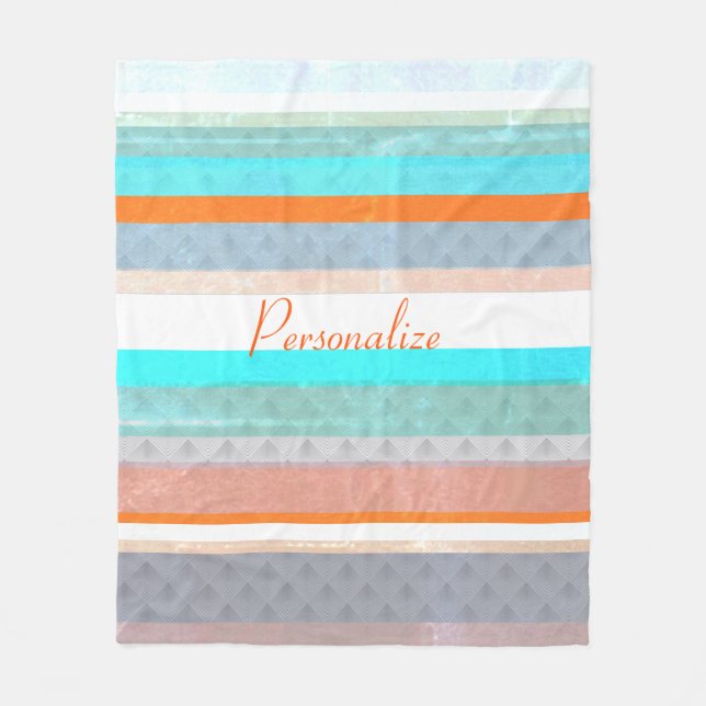 Personalized Faded & Weathered Stripes Fleece Blanket (Front)