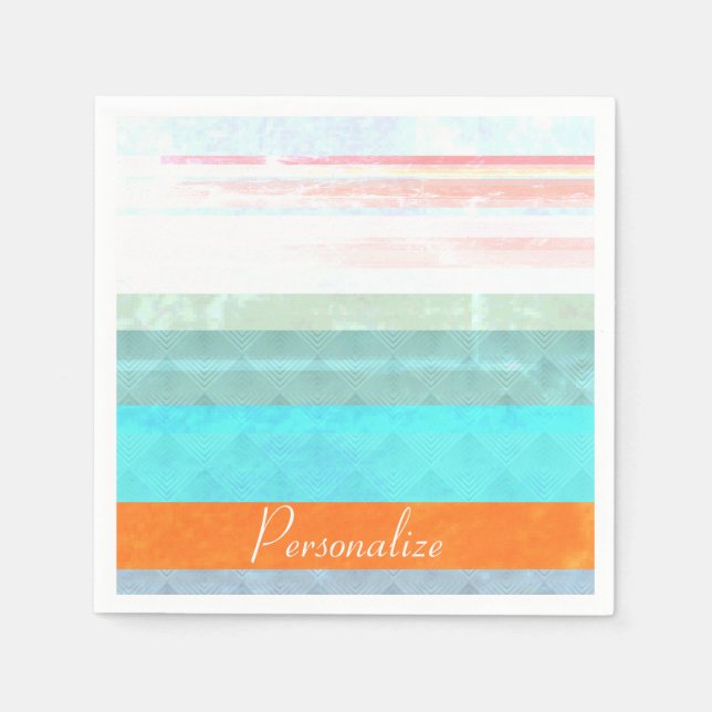 Personalized Faded & Weathered Stripes Paper Napkins (Front)