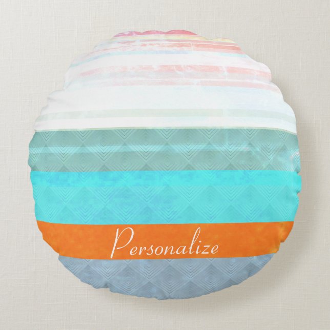 Personalized Faded & Weathered Stripes Round Pillow (Front)