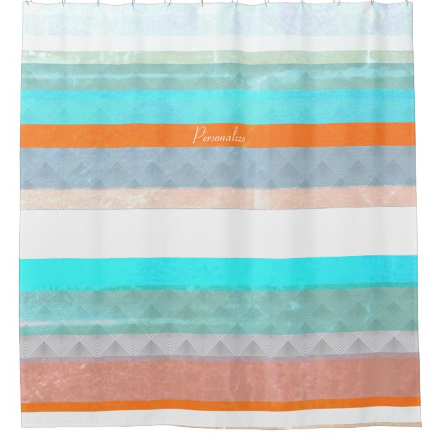 Personalized Faded & Weathered Stripes Shower Curtain (Front)