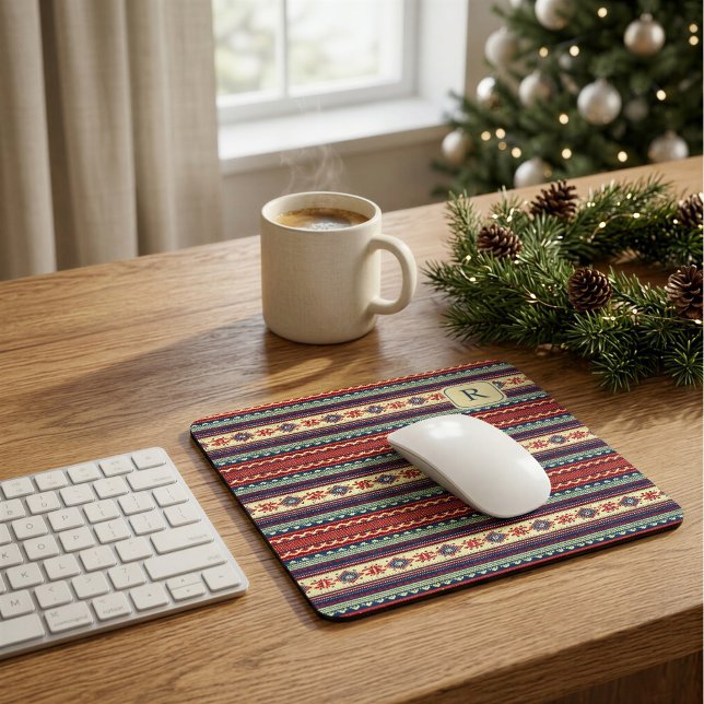 Personalized Fair Isle Christmas Mouse Pad Gift (Creator Uploaded)