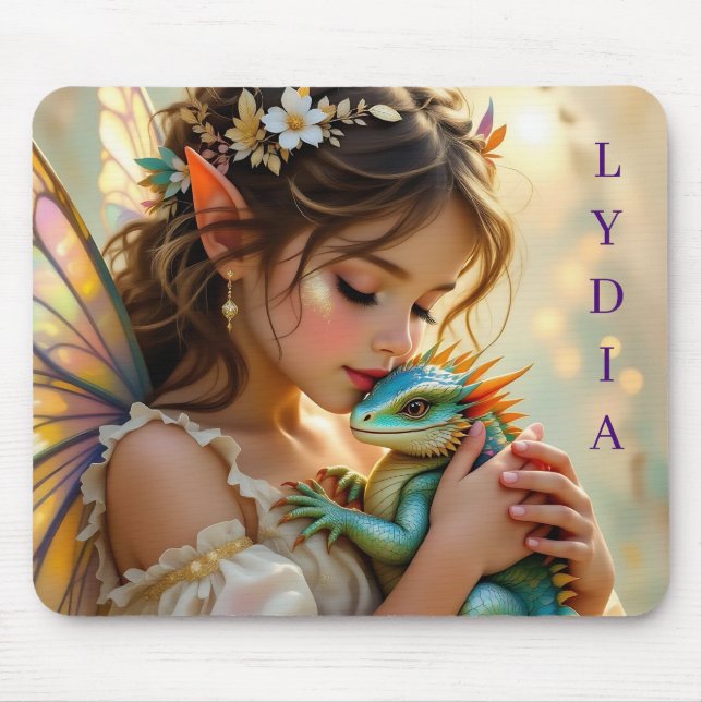 Personalized Fairy and Dragon Mystical  Mouse Pad (Front)