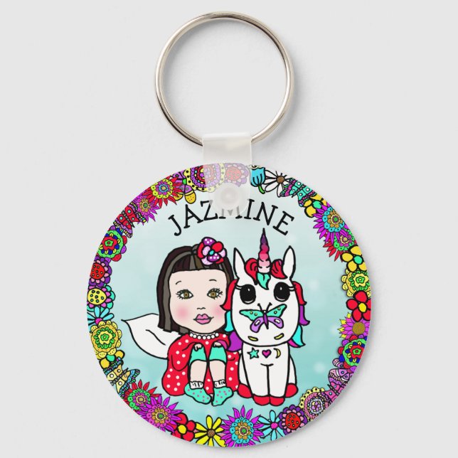 Personalized Fairy and Unicorn Key Chain (Front)