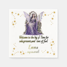 Personalized Fairy Angel 7th Birthday Party Napkin