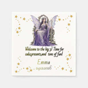 Personalized Fairy Angel 7th Birthday Party Napkin