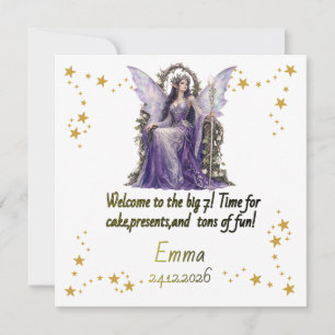 Personalized Fairy Angel 7th Birthday Party Napkin Invitation