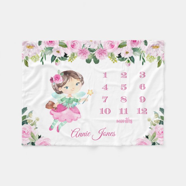 Personalized Fairy Baby Name Blanket Milestone (Front (Horizontal))