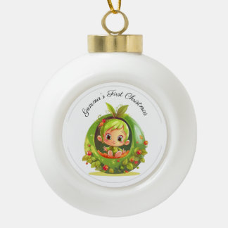 Personalized Fairy Baby's First Christmas Ceramic Ball Christmas Ornament