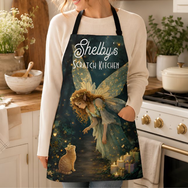 Personalized Fairy Cat Kitchen Apron (Personalized Fairy Cat Kitchen Apron)