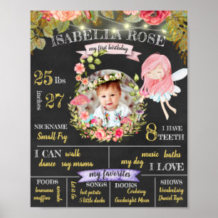 Personalized Fairy First Birthday Poster