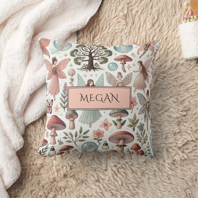 Personalized Fairy Girl's Throw Pillow (Blanket)