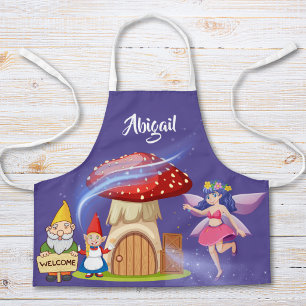 Personalized Fairy & Gnome Kids Apron   Purple