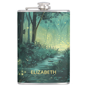 Personalized Fairy Light Forest Flask