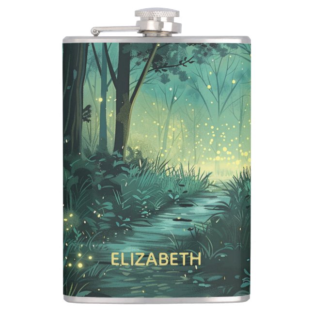 Personalized Fairy Light Forest Flask (Front)