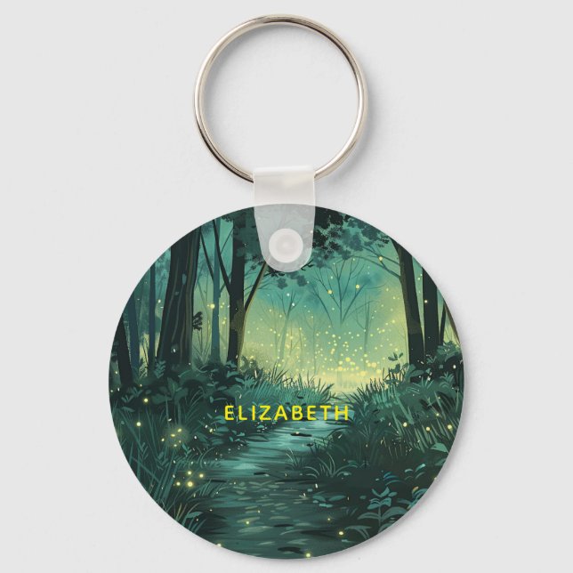 Personalized Fairy Light Forest Keychain (Front)