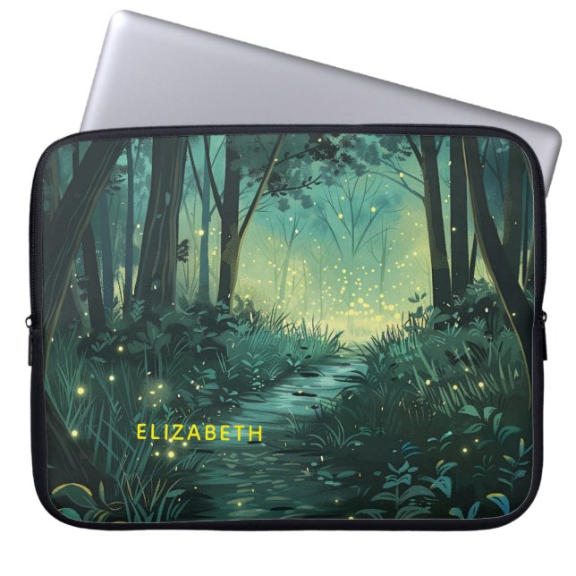 Personalized Fairy Light Forest Laptop Sleeve (Front)