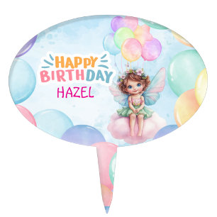 Personalized Fairy on a Pink Cloud Cake Topper 
