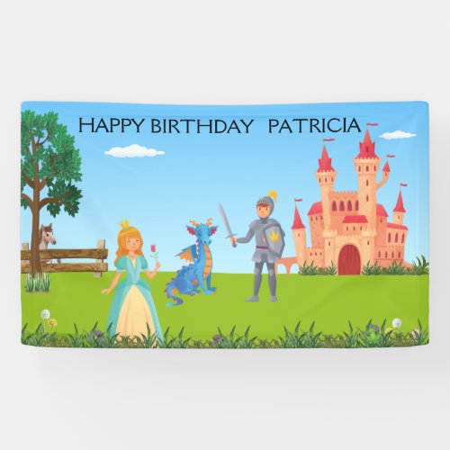 Personalized Fairy Princess Knight Birthday Banner