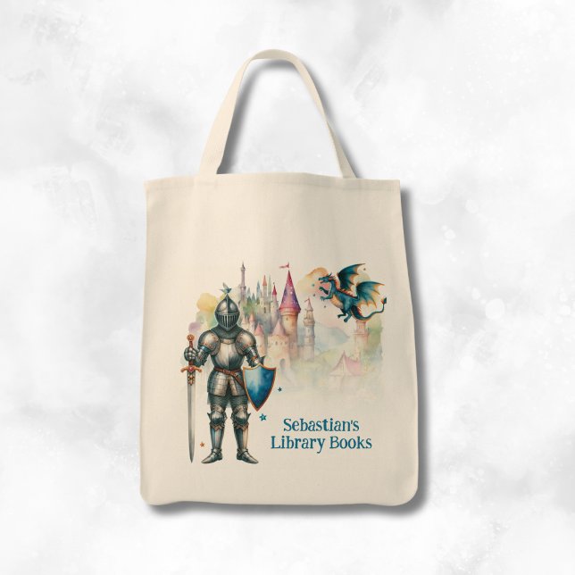 Personalized Fairy Tale Knight Library Book Tote Bag (Creator Uploaded)