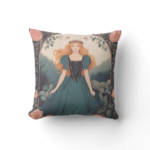 Personalized Fairy Tale Princess Art Throw Pillow