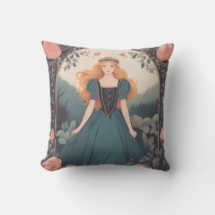 Personalized Fairy Tale Princess Art Throw Pillow