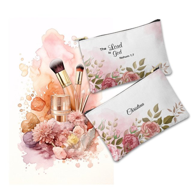 Personalized Faith-Based Nahum 1:7 Accessory Pouch (Creator Uploaded)