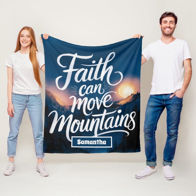 Personalized Faith Can Move Mountains Christian Fleece Blanket (In Situ)