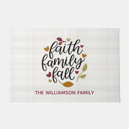 Personalized Faith Family Fall Decor Doormat