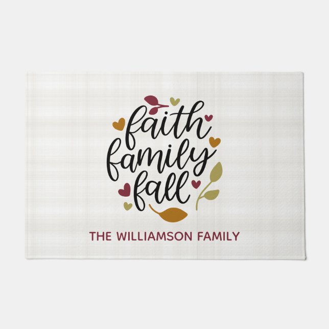 Personalized Faith Family Fall Decor Doormat (Front)