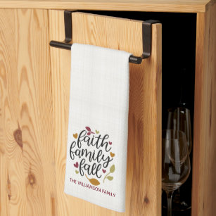 Personalized Faith Family Fall Decor Kitchen Towel