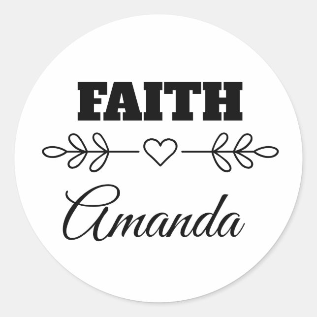 Personalized Faith Heart Christian Classic Round Sticker (Front)