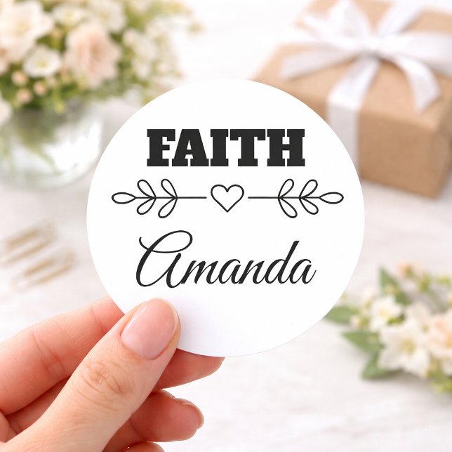 Personalized Faith Heart Christian Classic Round Sticker (Creator Uploaded)