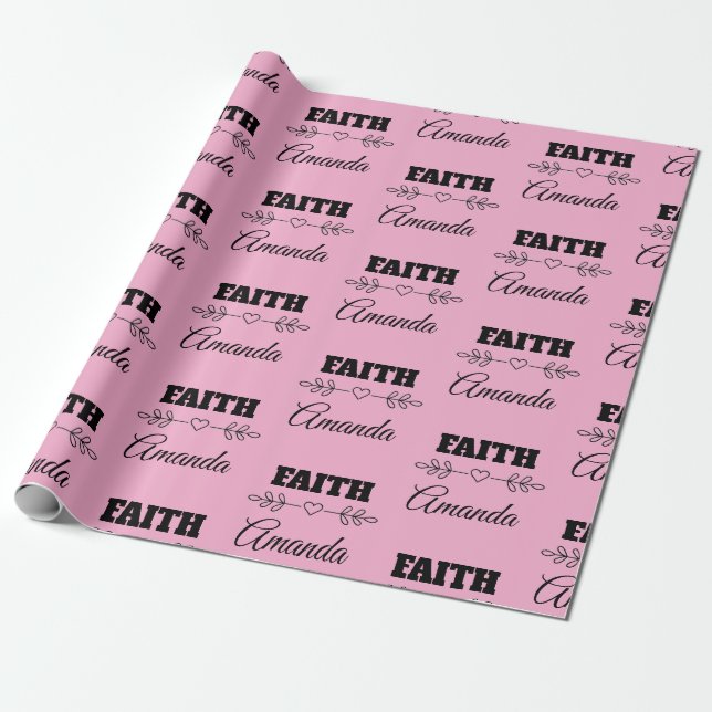 Personalized Faith Heart Christian Wrapping Paper (Unrolled)