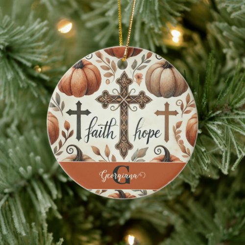 Personalized Faith &amp; Hope Christian Halloween Ceramic Ornament
