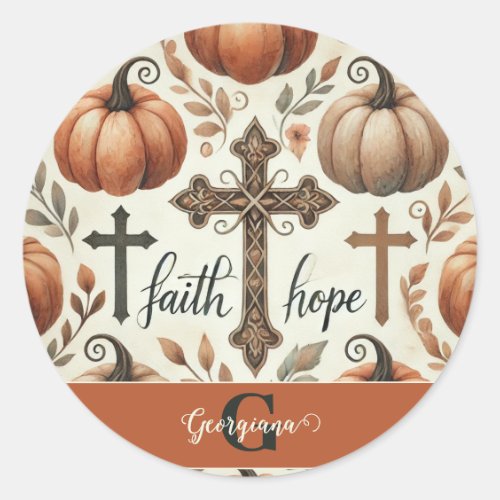 Personalized Faith &amp; Hope Christian Halloween Classic Round Sticker