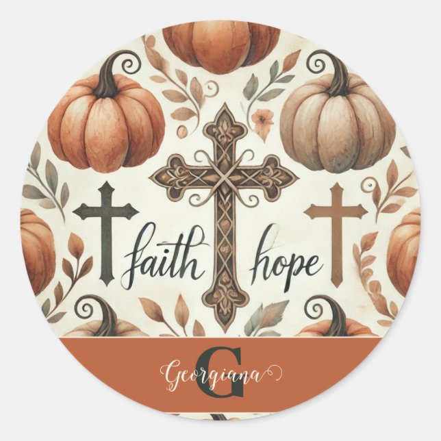 Personalized Faith & Hope Christian Halloween Classic Round Sticker (Front)