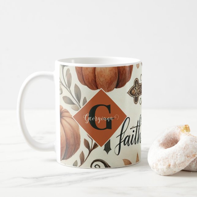 Personalized Faith & Hope Christian Halloween Coffee Mug (With Donut)