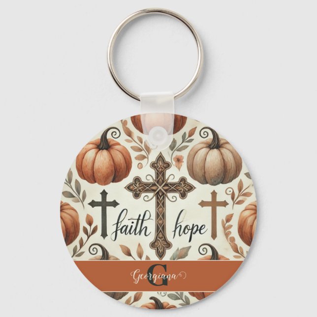 Personalized Faith & Hope Christian Halloween Keychain (Back)