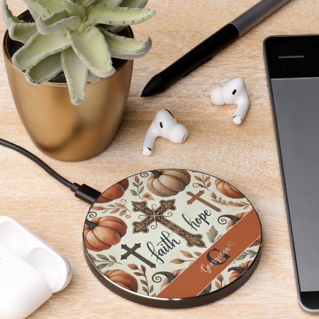 Personalized Faith & Hope Christian Halloween Wireless Charger (Desk 2)