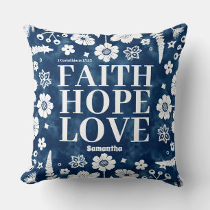 Personalized Faith, Hope, Love Christian Throw Pillow