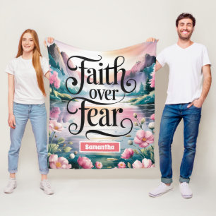 Personalized Faith Over Fear Christian Women Fleece Blanket