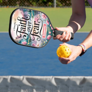 Personalized Faith Over Fear Christian Women Pickleball Paddle
