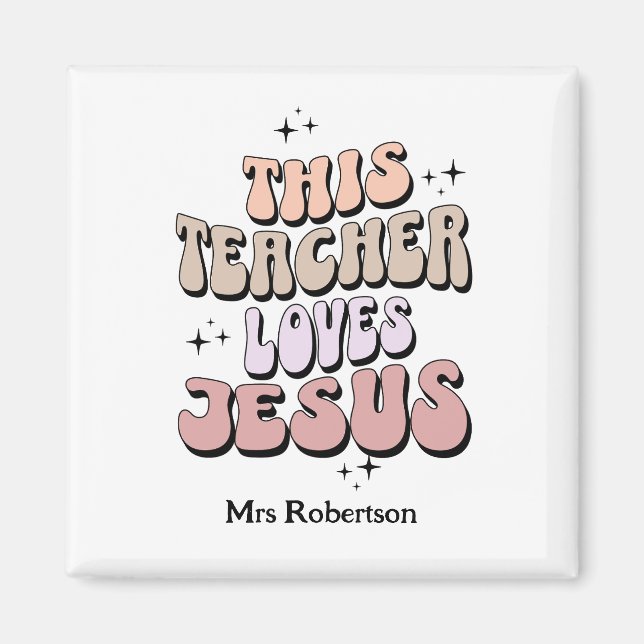 Personalized faith retro teacher appreciation  magnet (Front)